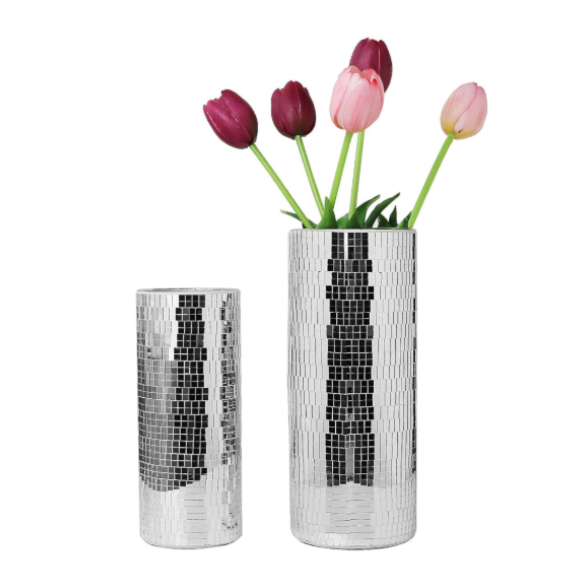 Silver Disco Vase Set
