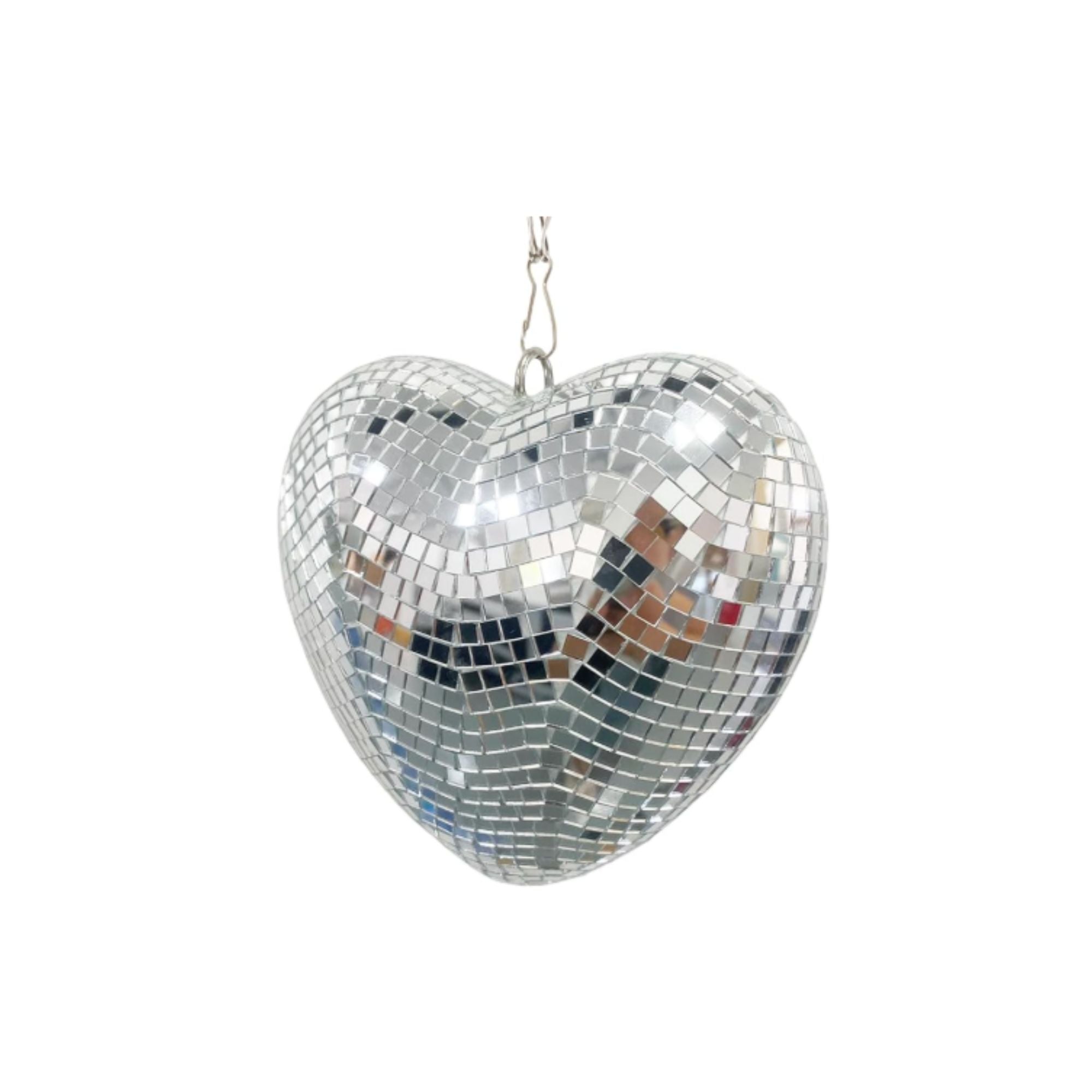 8" Silver Heart Disco Ball