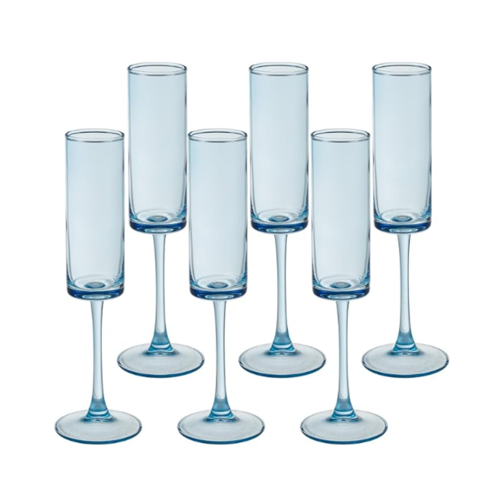 6 Piece Blue Champagne Glasses