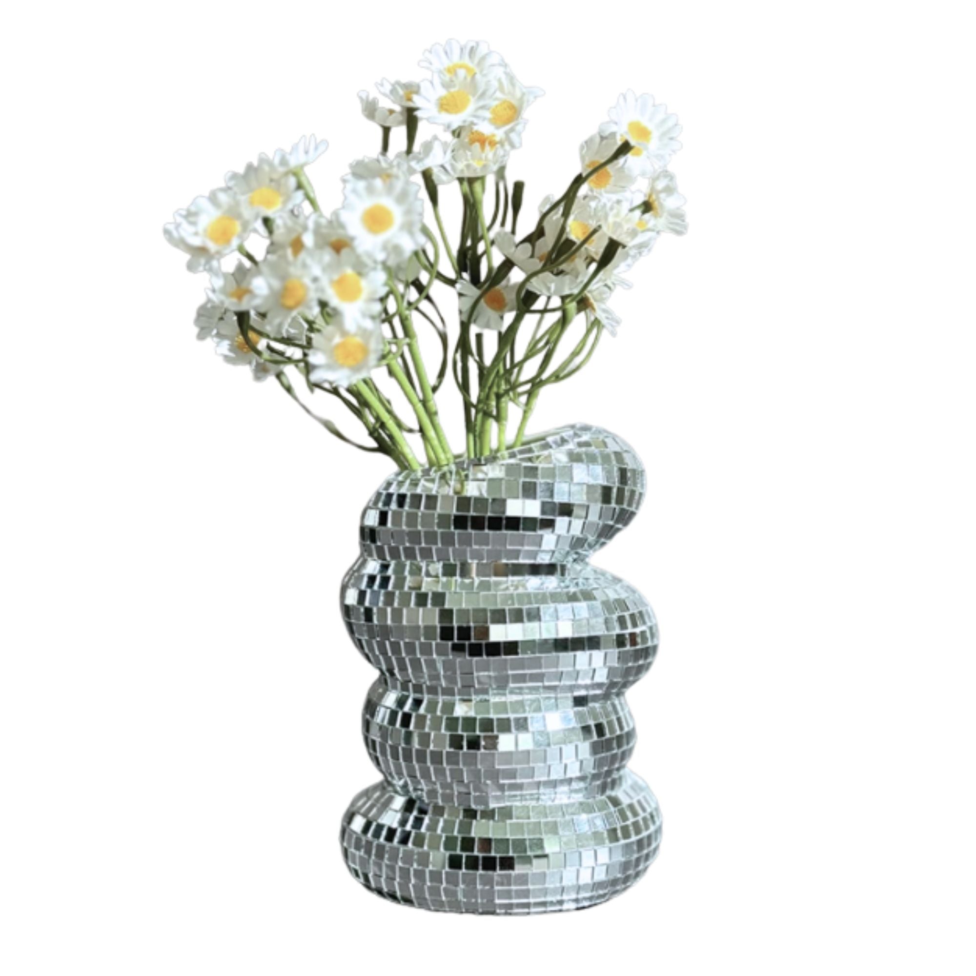 Silver Groovy Disco Vase